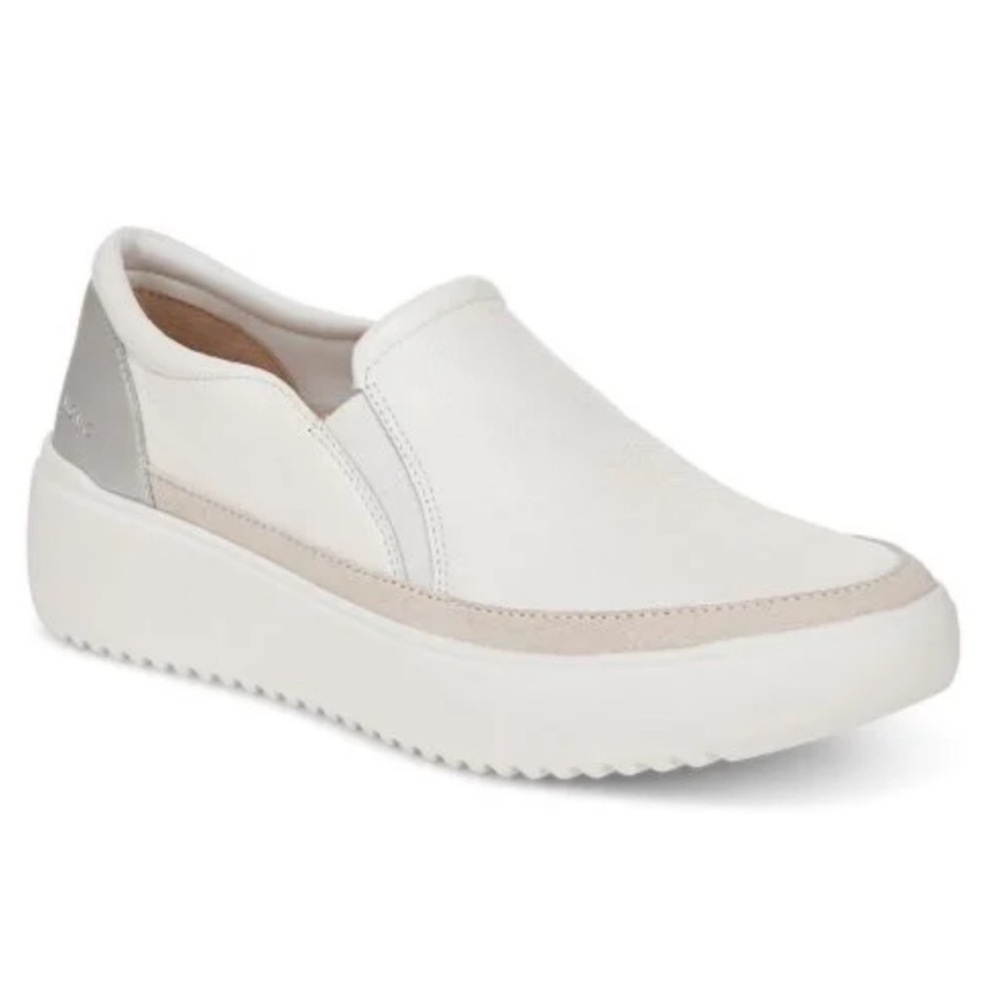 Vionic Kearny White Platform Slip-On Sneakers with Silver Heel EUC Womens 9 - Picture 2 of 9